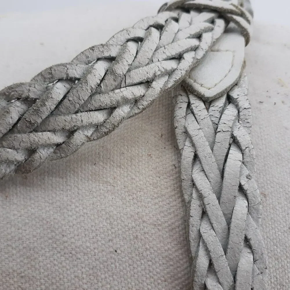 Womens Belt Large 80s White Leather Belt Women  Single Prong Buckle